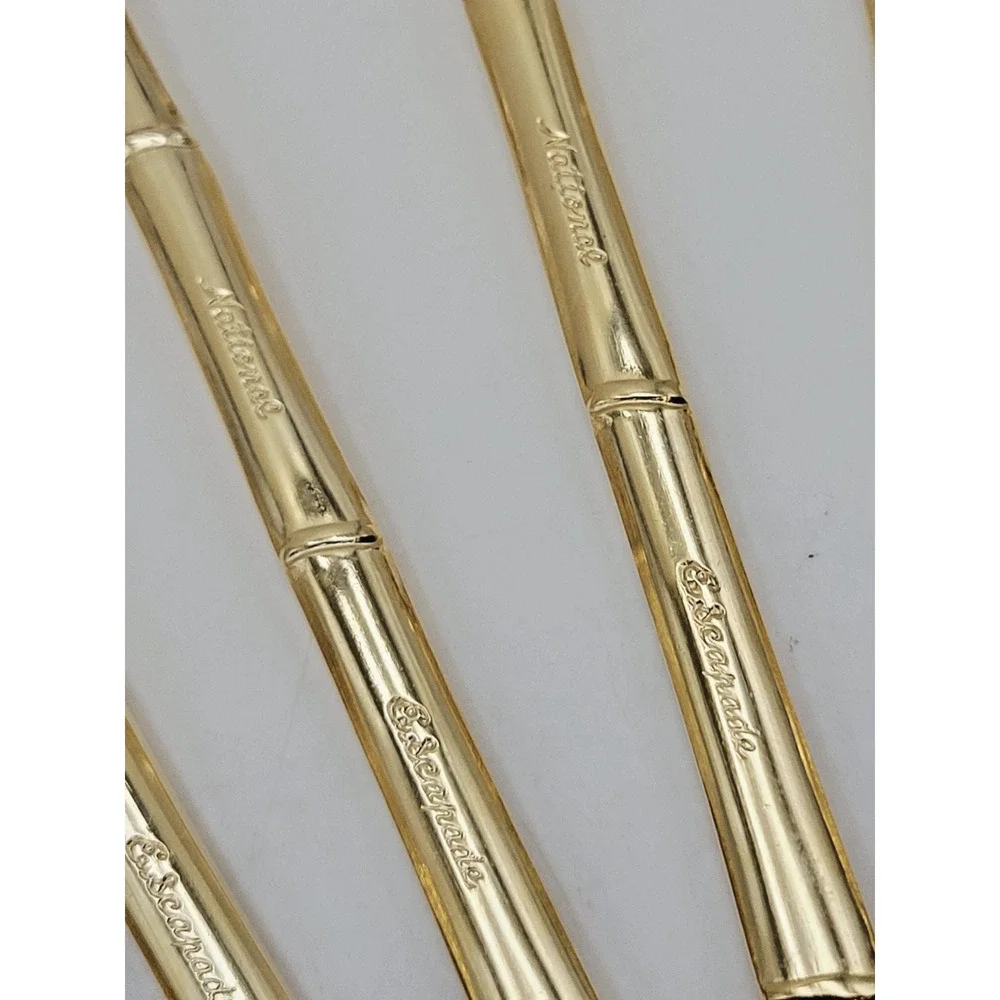 National Escapade Iced Tea Spoon 7.5 in Gold Plated Stainless Set of 6 Spoons